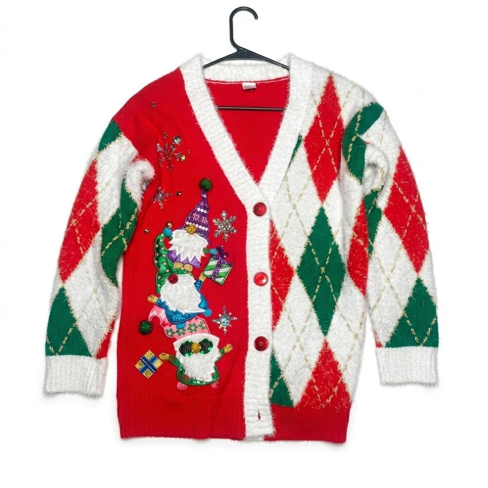 Holiday Time Gnome Holidays Christmas Cardigan Sweater